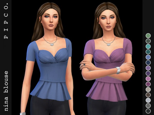  The Sims Resource: Nina blouse short sleeve by Pipco