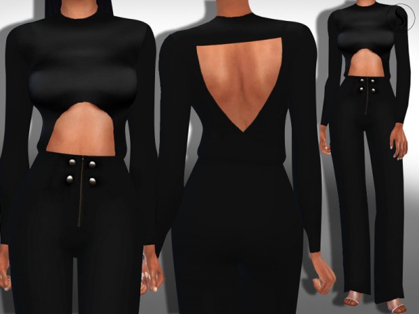  The Sims Resource: Long Sleeve Modern Jumpsuit by Saliwa