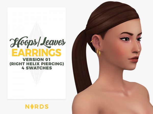  The Sims Resource: Hoops and Leaves Earrings V1 by Nords