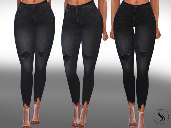  The Sims Resource: Cropped Dark Jeans by Saliwa