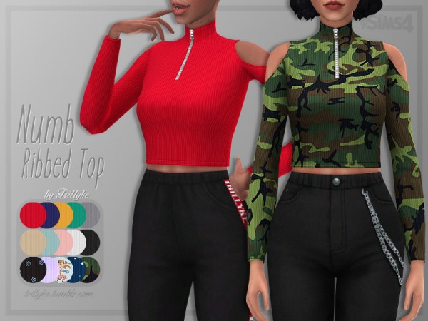  The Sims Resource: Numb Ribbed Top by Trillyke