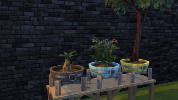  Mod The Sims: Barrel planter pot by Serinion