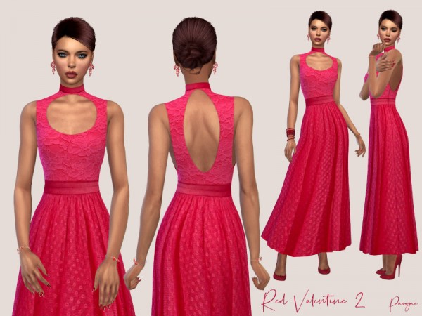  The Sims Resource: Red Valentine Dress 2 by Paogae