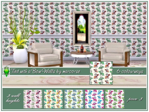  The Sims Resource: Tied with a Bow Walls by marcorse