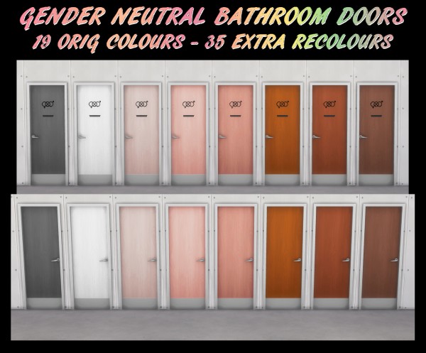  Mod The Sims: 54 Gender Neutral Bathroom Doors by Simmiller