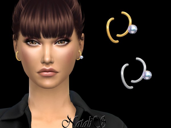  The Sims Resource: Cuff earrings with pearl by NataliS