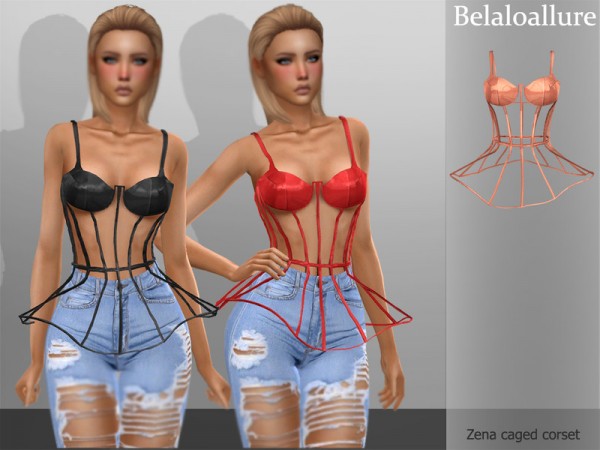  The Sims Resource: Belaloallure Zena caged corset by belal1997