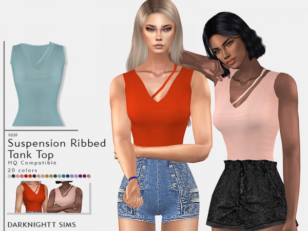  The Sims Resource: Suspension Ribbed Rank Top by DarkNighTt