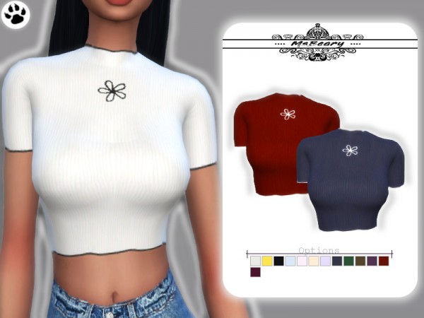  The Sims Resource: Ribbed Flower Top by MsBeary