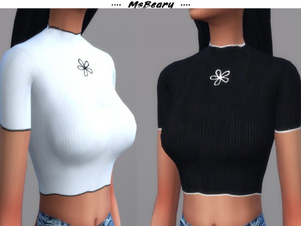 The Sims Resource: Ribbed Flower Top by MsBeary
