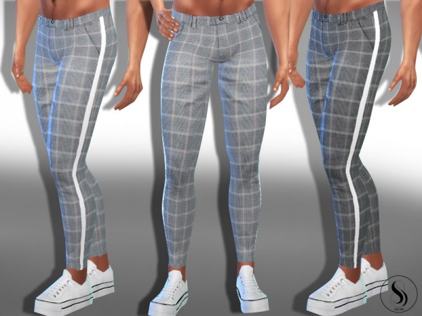  The Sims Resource: Plaid Soft Skinny Pants by Saliwa