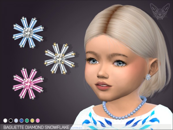  Giulietta Sims: Baguette Diamond Snowflake Earrings For Toddlers