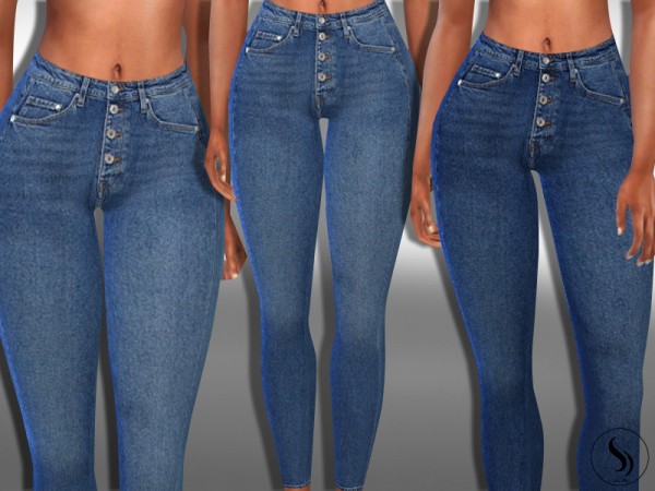  The Sims Resource: Front Button Vintage Realistic Jeans by saliwa