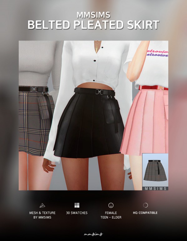  MMSIMS: Belted pleated skirt