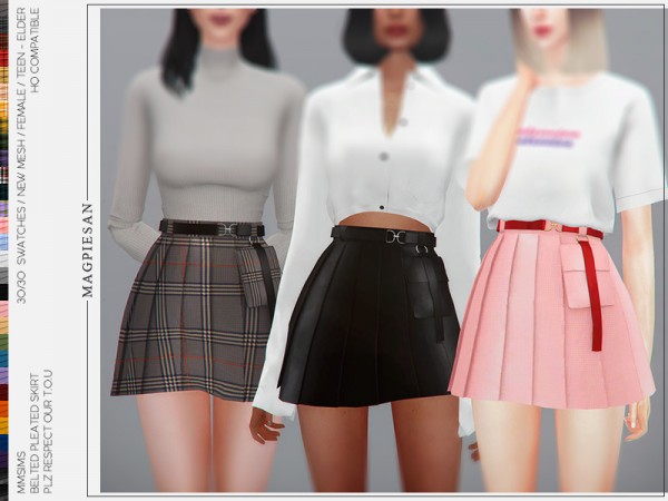  MMSIMS: Belted pleated skirt