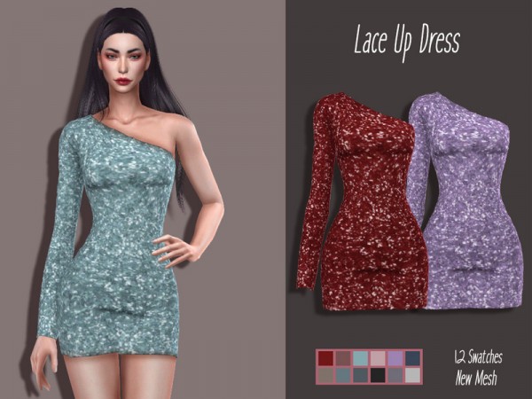  The Sims Resource: Lace Up Dress by Lisaminicatsims
