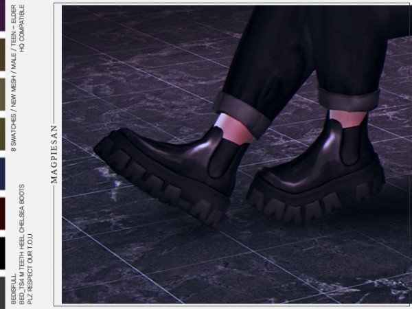  The Sims Resource: Teeth heel chelsea boots by magpiesan