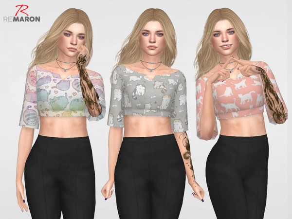  The Sims Resource: Cat Lover Cropped for Women by remaron