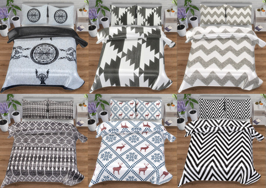  Descargas Sims: Scandinavian Blankets and Pillows