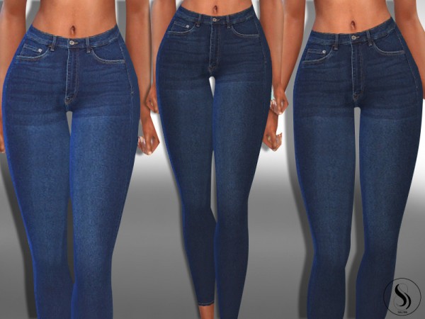  The Sims Resource: Dark Blue Skinny True Jeans by Saliwa