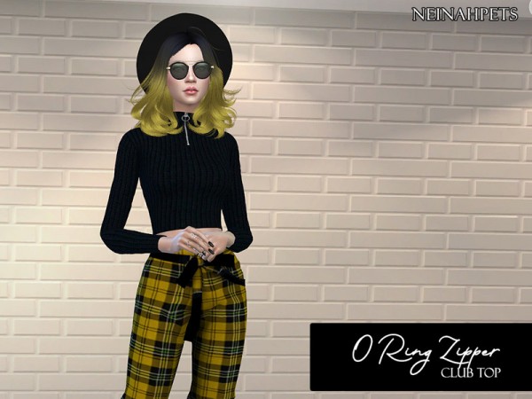  The Sims Resource: O Ring Zipper Club Top by neinahpets
