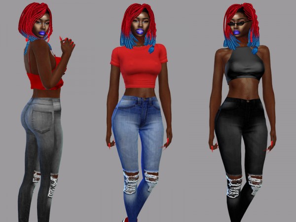  The Sims Resource: Pascun Ripped distressed Pants by Teenageeaglerunner