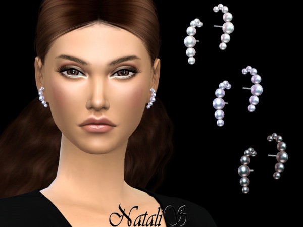  The Sims Resource: Pearl Huggie earrings by NataliS