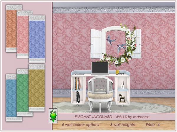  The Sims Resource: Elegant Jacquard  Walls by marcorse