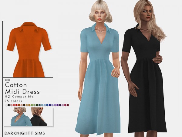  The Sims Resource: Cotton Midi Dress by DarkNighTt