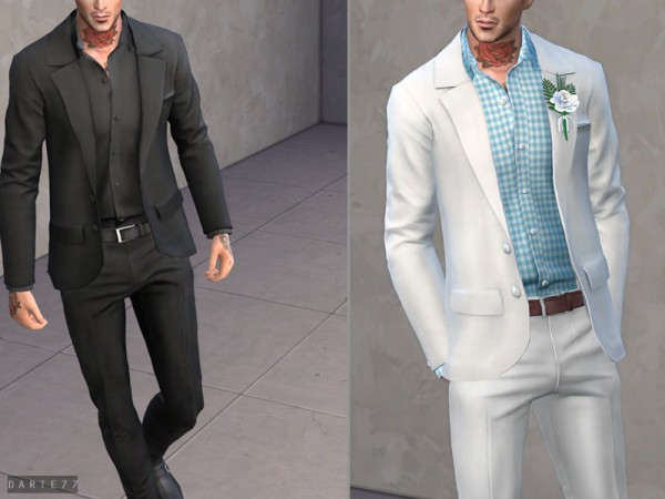  The Sims Resource: Mens Slim Fit Suit   Set by Darte77