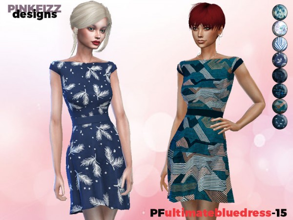  The Sims Resource: Ultimate Blue Dress   PF15 by Pinkfizzzzz