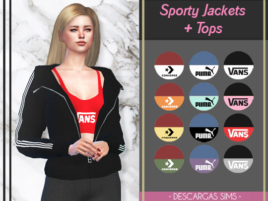  Descargas Sims: Sporty Jackets and Tops