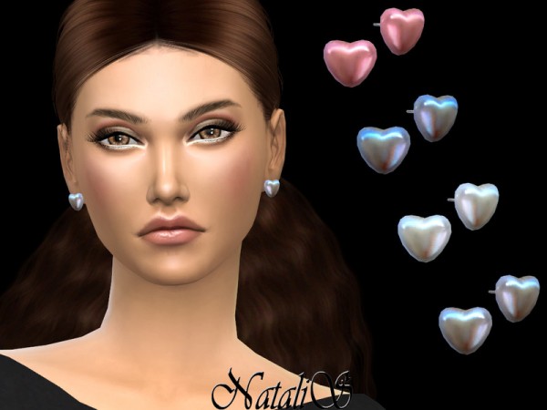  The Sims Resource: Pearl heart stud earrings by NataliS