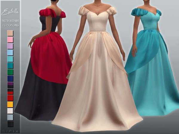  The Sims Resource: Estella Gown by Sifix