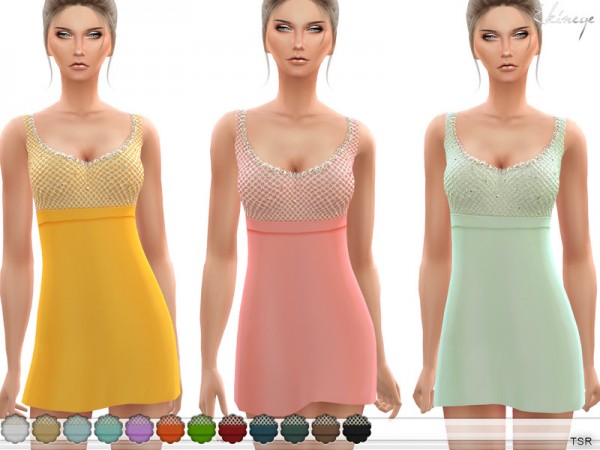  The Sims Resource: Floral Lace Applique Mini Dress by ekinege