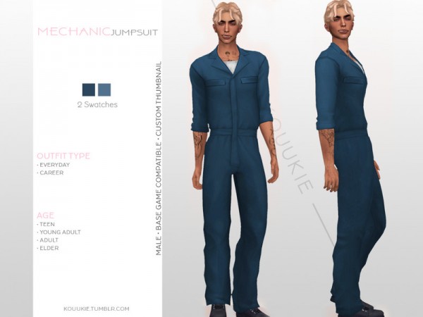  The Sims Resource: Mechanic Jumpsuit by Kouukie