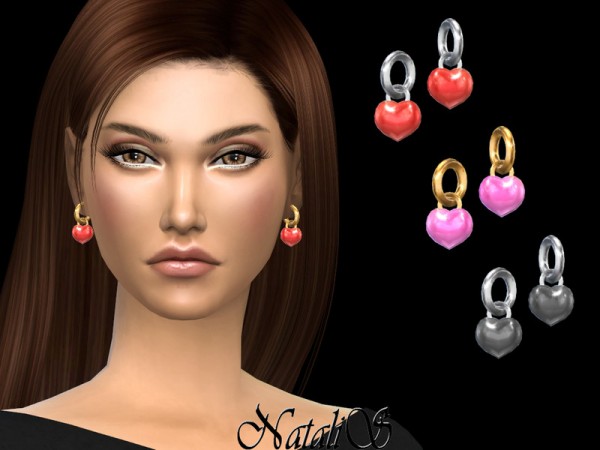  The Sims Resource: Enamel heart earrings by NataliS