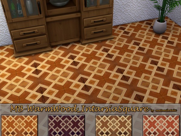  The Sims Resource: Warm Wood Intarsia Square Floors by matomibotaki
