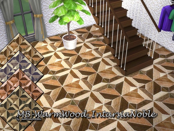  The Sims Resource: Warm Wood Intarsia Noble floors by matomibotaki