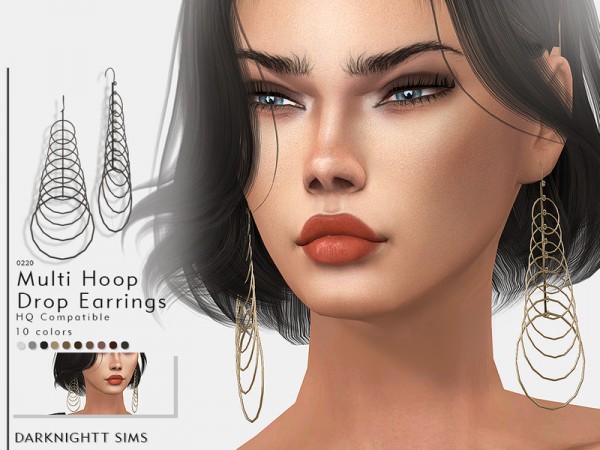  The Sims Resource: Multi Hoop Drop Earrings by DarkNighTt