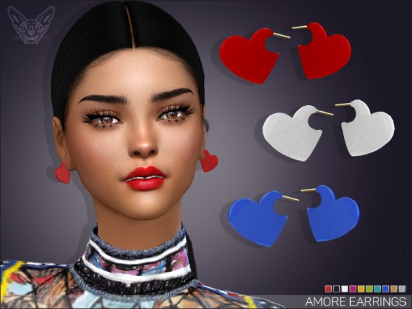  The Sims Resource: Amore Earrings by feyona