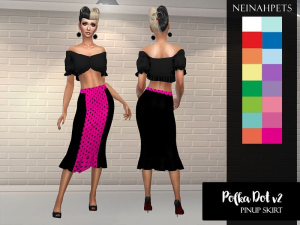  The Sims Resource: Polka Dot Pinup Skirt v2 by neinahpets