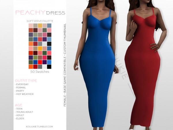  The Sims Resource: Peachy Dress by Kouukie