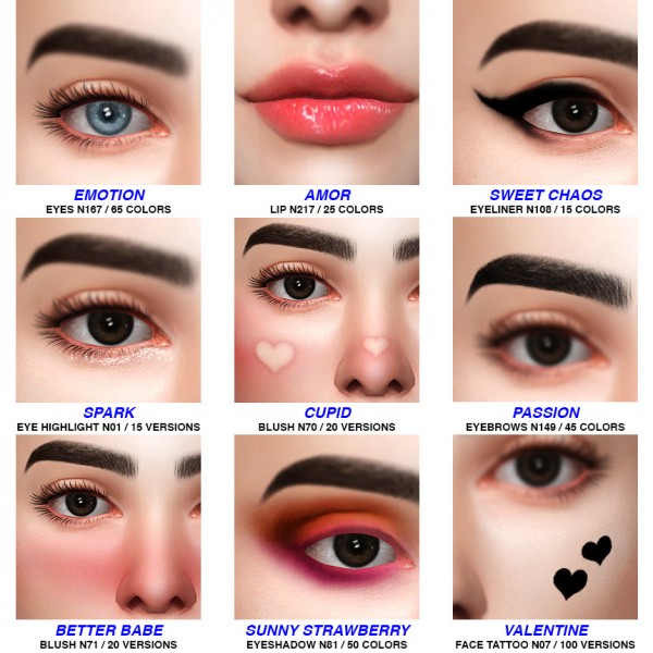  Praline Sims: E Girl Makeup Collection