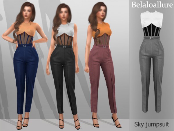 The Sims Resource: Belaloallure Sky jumpsuit by belal1997 • Sims 4 ...