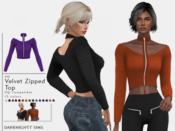  The Sims Resource: Velvet Zipped Top by DarkNighTt