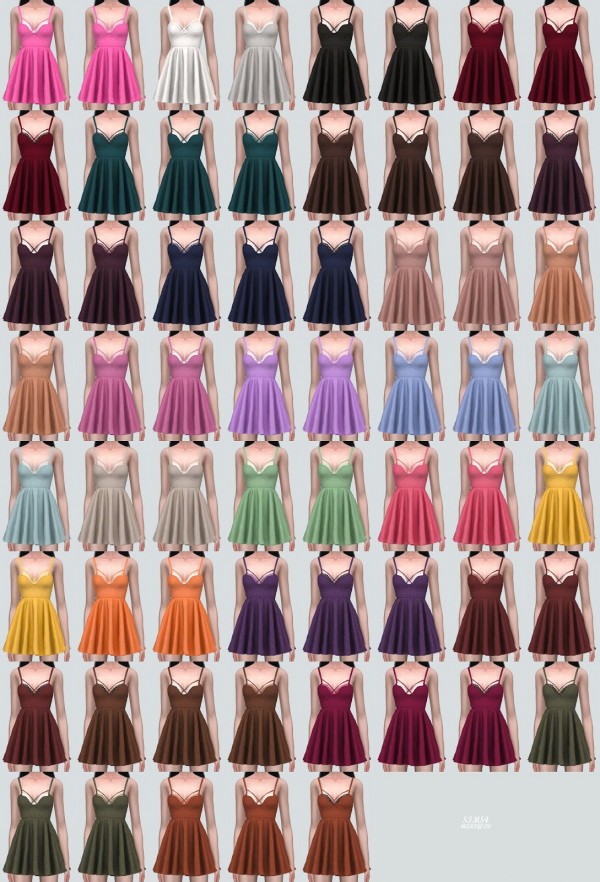  SIMS4 Marigold: XX Bustier Lace Flare Mini Dress