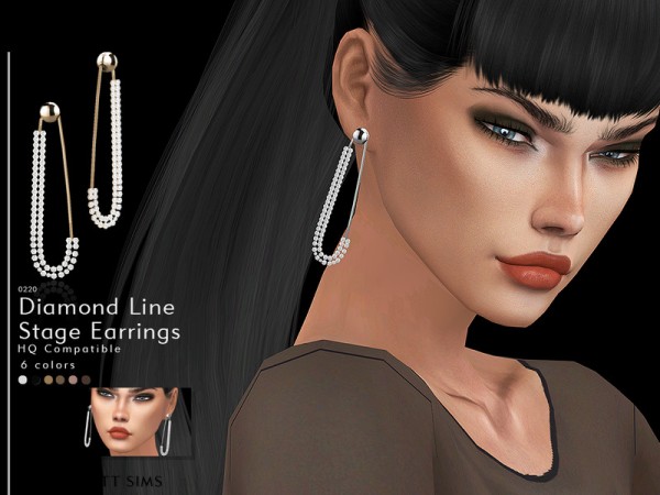  The Sims Resource: Diamond Line Stage Earrings by DarkNighTt