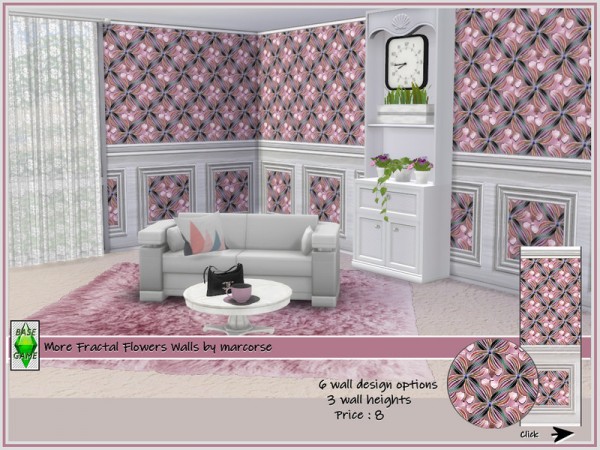  The Sims Resource: More Fractal Flower Walls by marcorse
