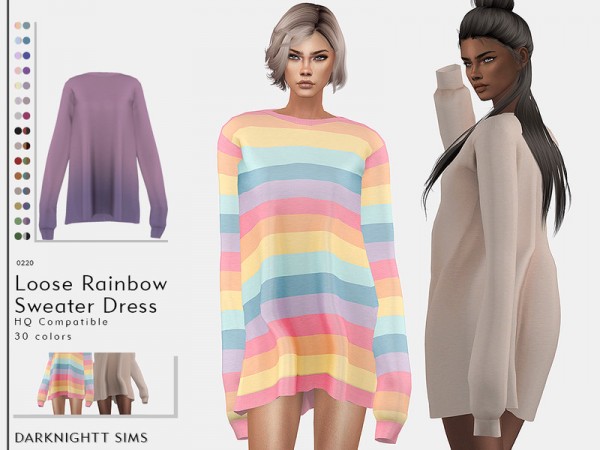  The Sims Resource: Loose Rainbow Sweater Dress by DarkNighTt